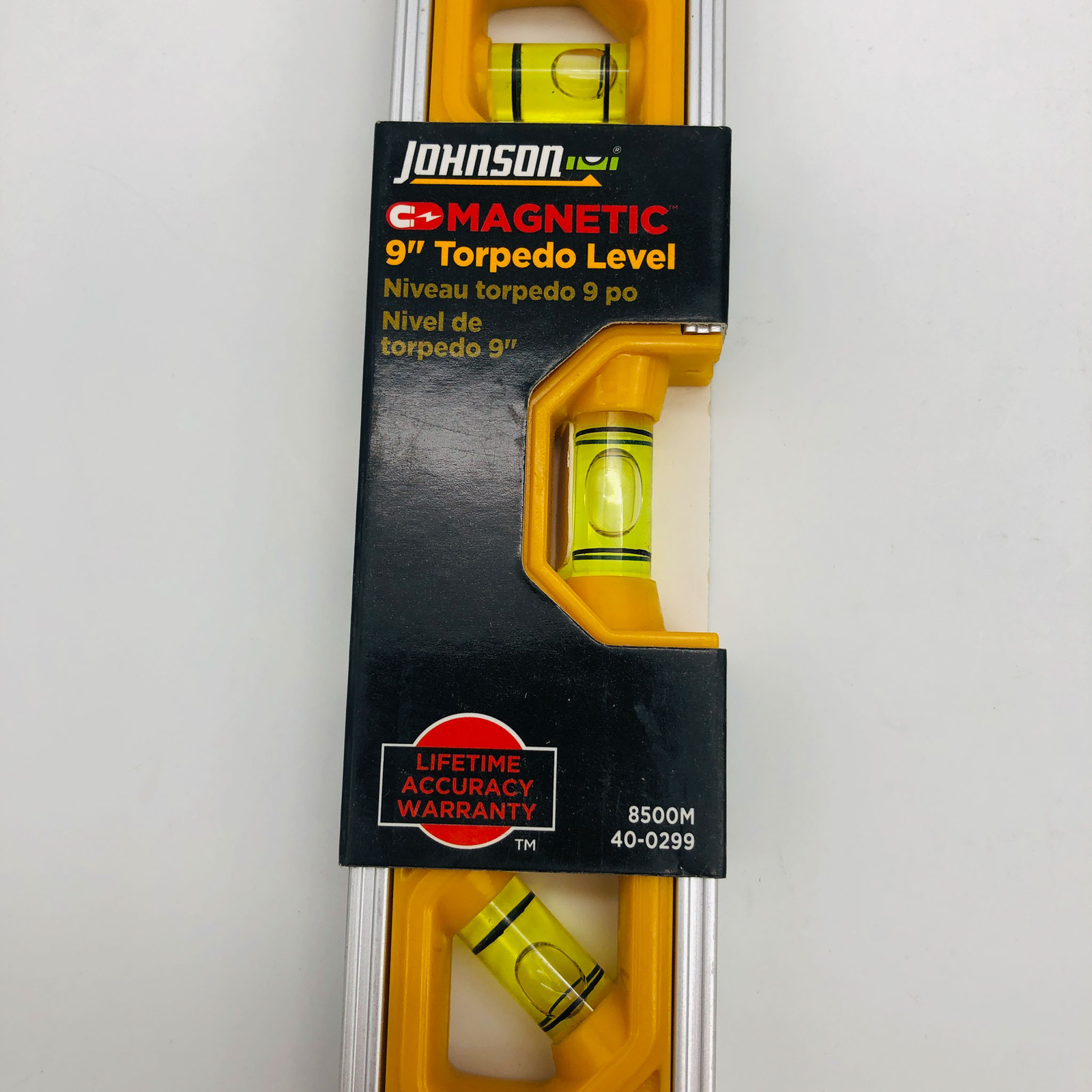 2x Johnson 8500M Torpedo Level Magnetic Aluminum 9″ Yellow 2 Levels Per Order