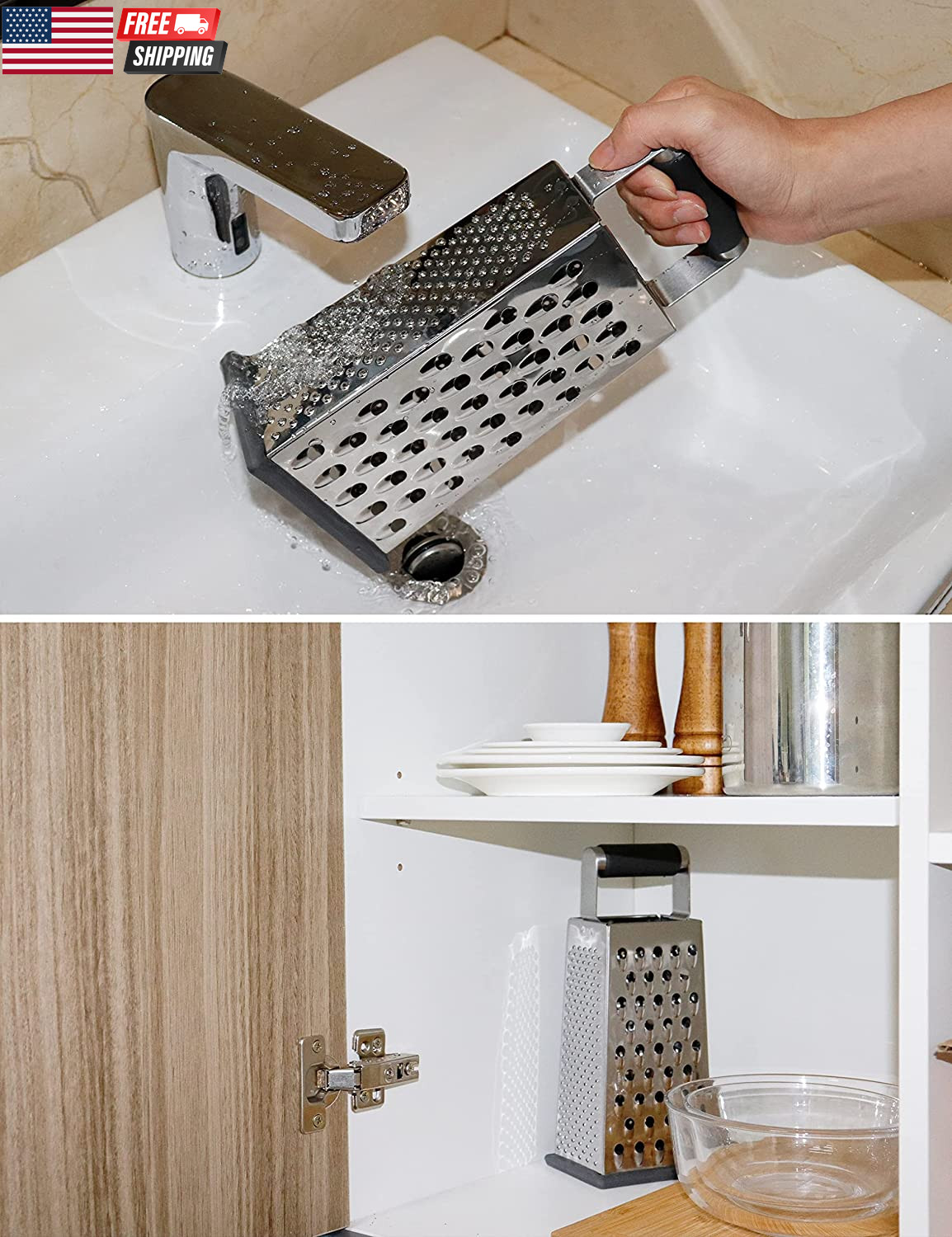 Cheese Grater, Box Grater for Cheese Stainless Steel Vegetable Slicer Food Shred