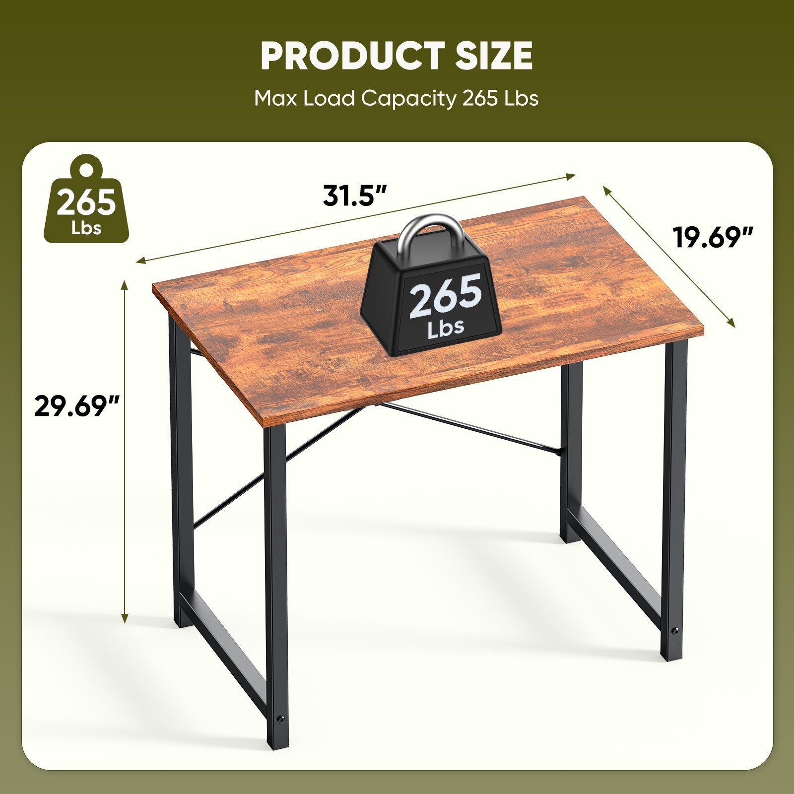 Home Office Computer Desk with Storage Bag and Hook – 40/47/55/63inch Sizes
