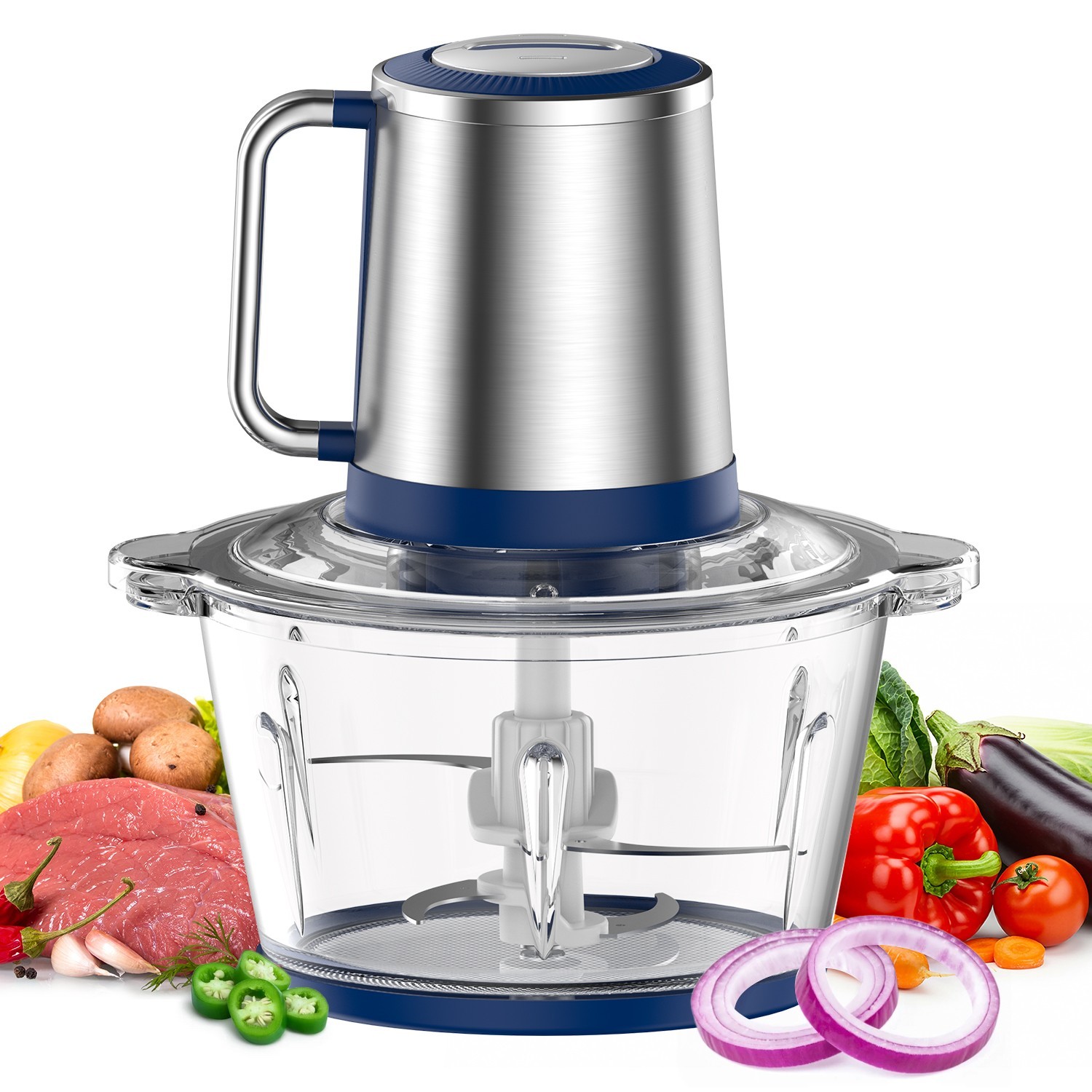 500W Electric Food Chopper Electric Stainless Steel Processor Meat Grinder Mixer