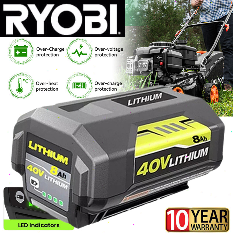 40V Lithium Battery 8.0Ah for Ryobi Lawn Mower OP4015 OP4050A Hedge Trimmer