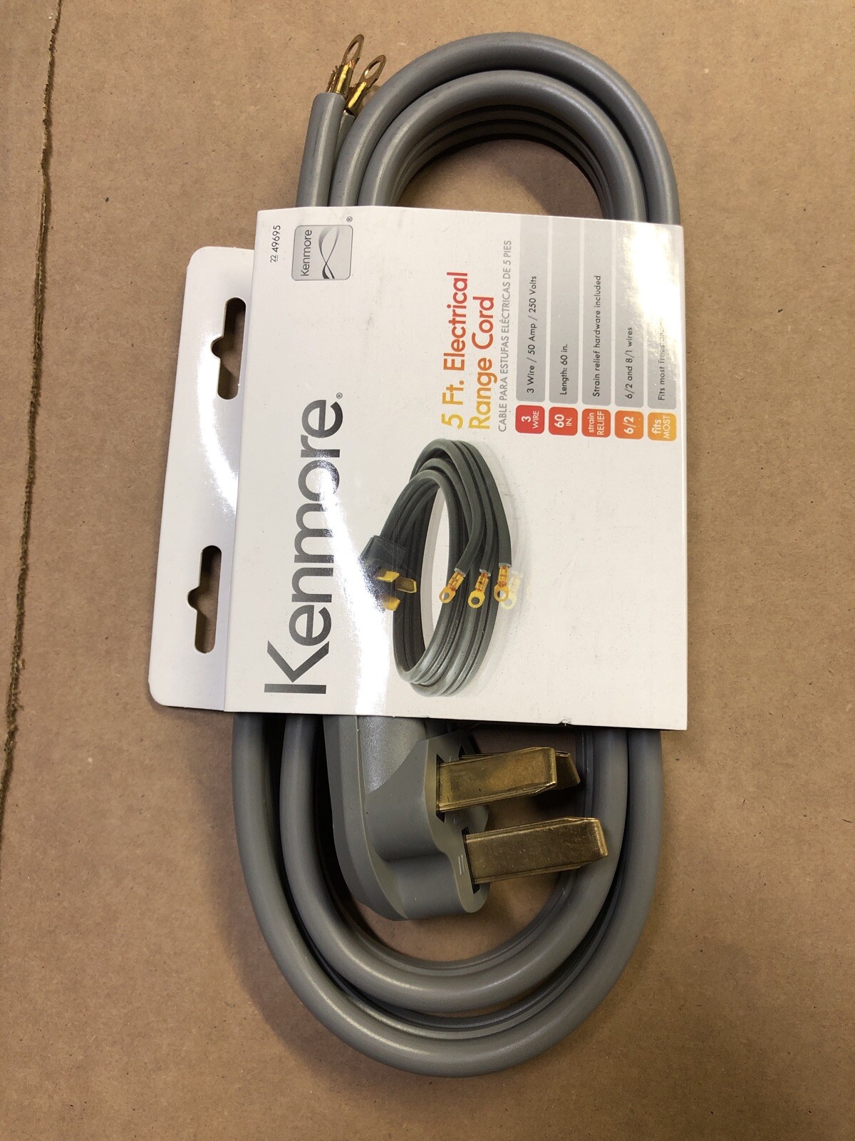 Kenmore # 22 49695 Electrical Range Cord : 5 Foot, 3 Wire, 50 Amp., 250 Volts