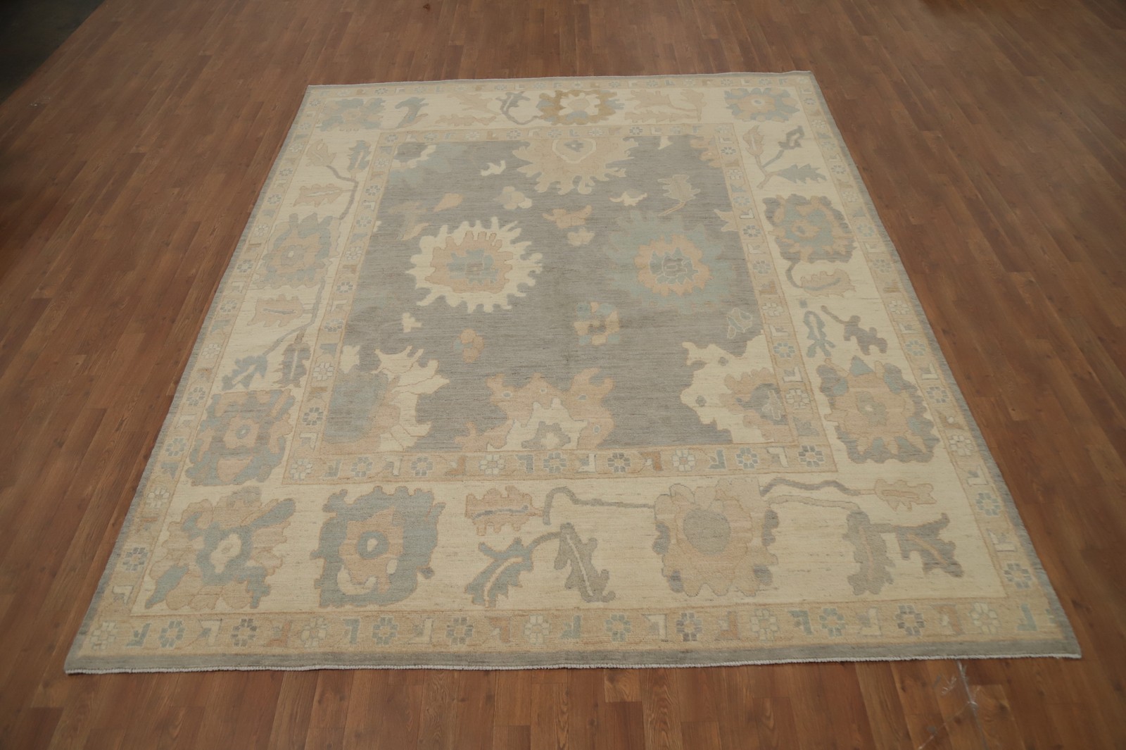 Gray Oushak Turkish Area Rug 8×10 Hand-knotted Wool Oriental Carpet for Any Room
