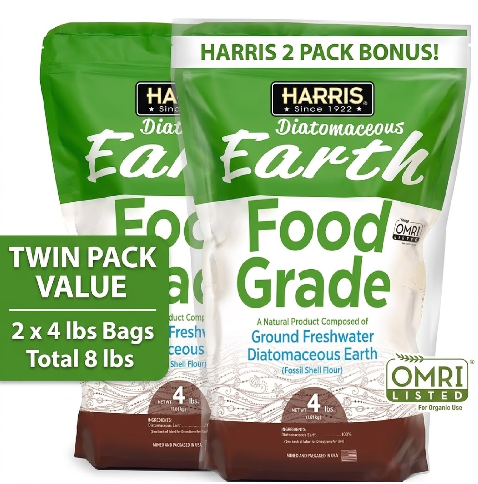 (2 Pack) 4 lbs. (64 oz.) Diatomaceous Earth Food Grade 100%