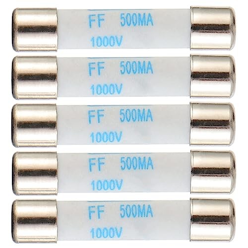BOJACK Digital Multimeter Fuse 0.5A 500mA 1000V DC Fast Acting Nickel-Plated