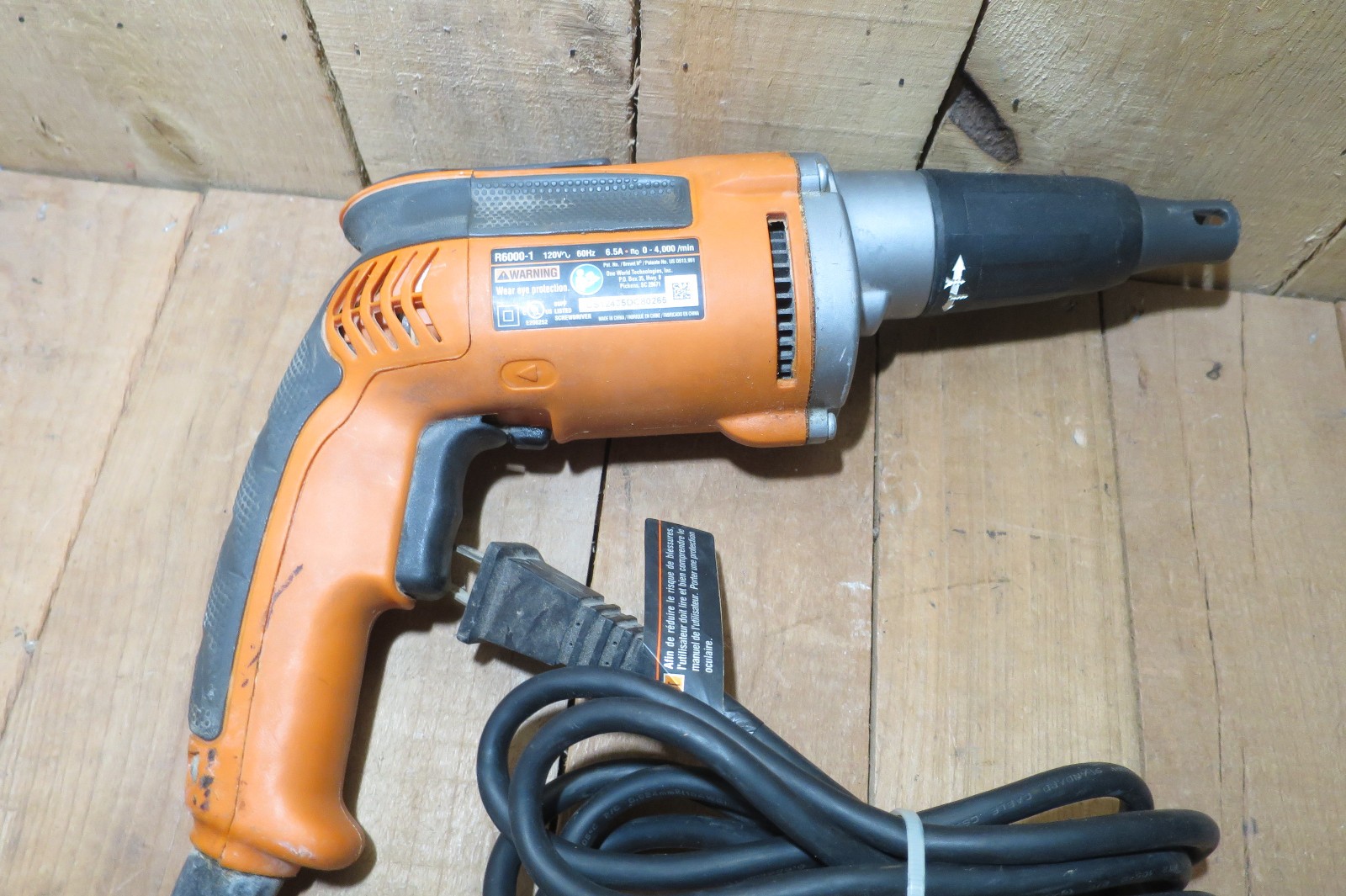 RIDGID R6000-1 Drywall Screwdriver 120V 780W Heavy Duty 0-4000RPM Orange Corded