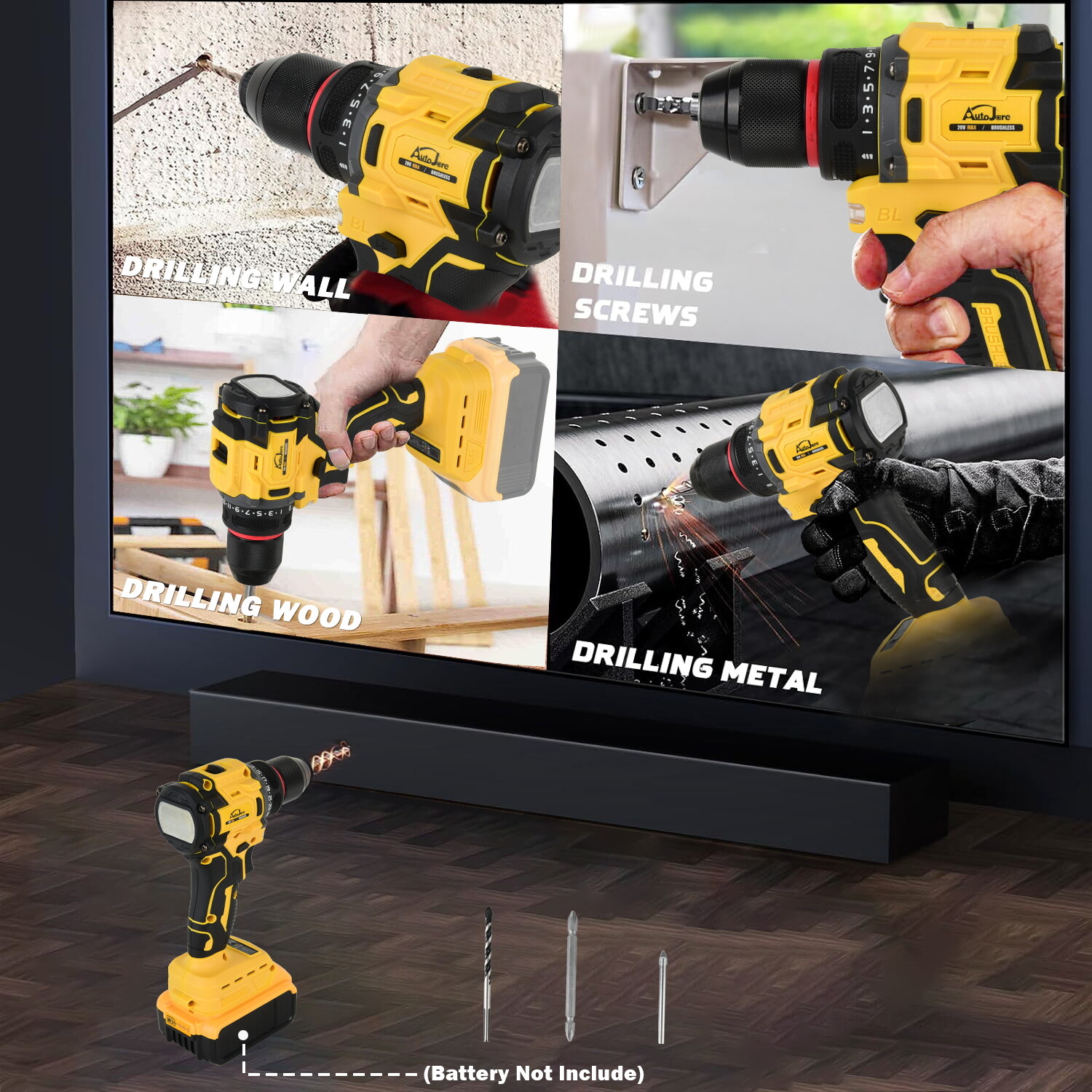 Cordless Brushless 3/8 in. Drill Driver for Dewalt 20V Max Battery TOOL ONLY