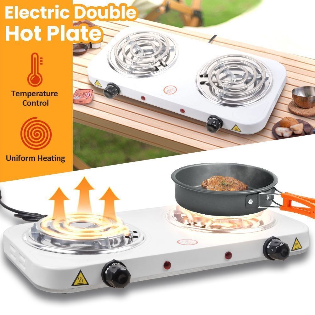 2000W Portable Electric Stove Stainless Steel Single Double Burner Cooktop