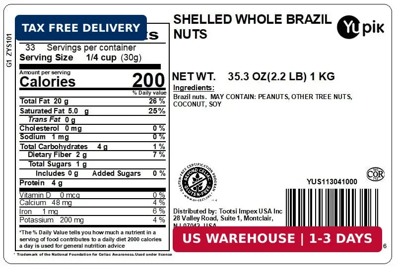 Yupik Raw Brazil Nuts, 2.2 lb (35.2 oz), Gluten-Free, Kosher, Shelled, Unsalted,