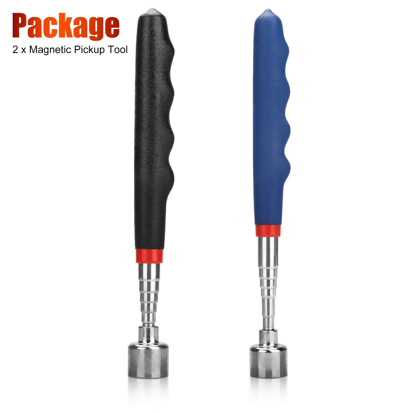 2x 30in Magnetic Telescoping Pickup Rod Tool 20lb Magnet Grabber Extension Stick