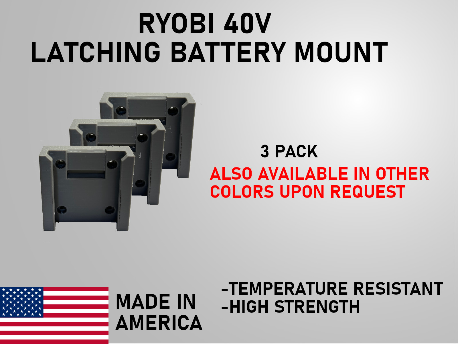 Ryobi 40V Latching Battery Wall Mount [QTY 3] – Garage or Workshop