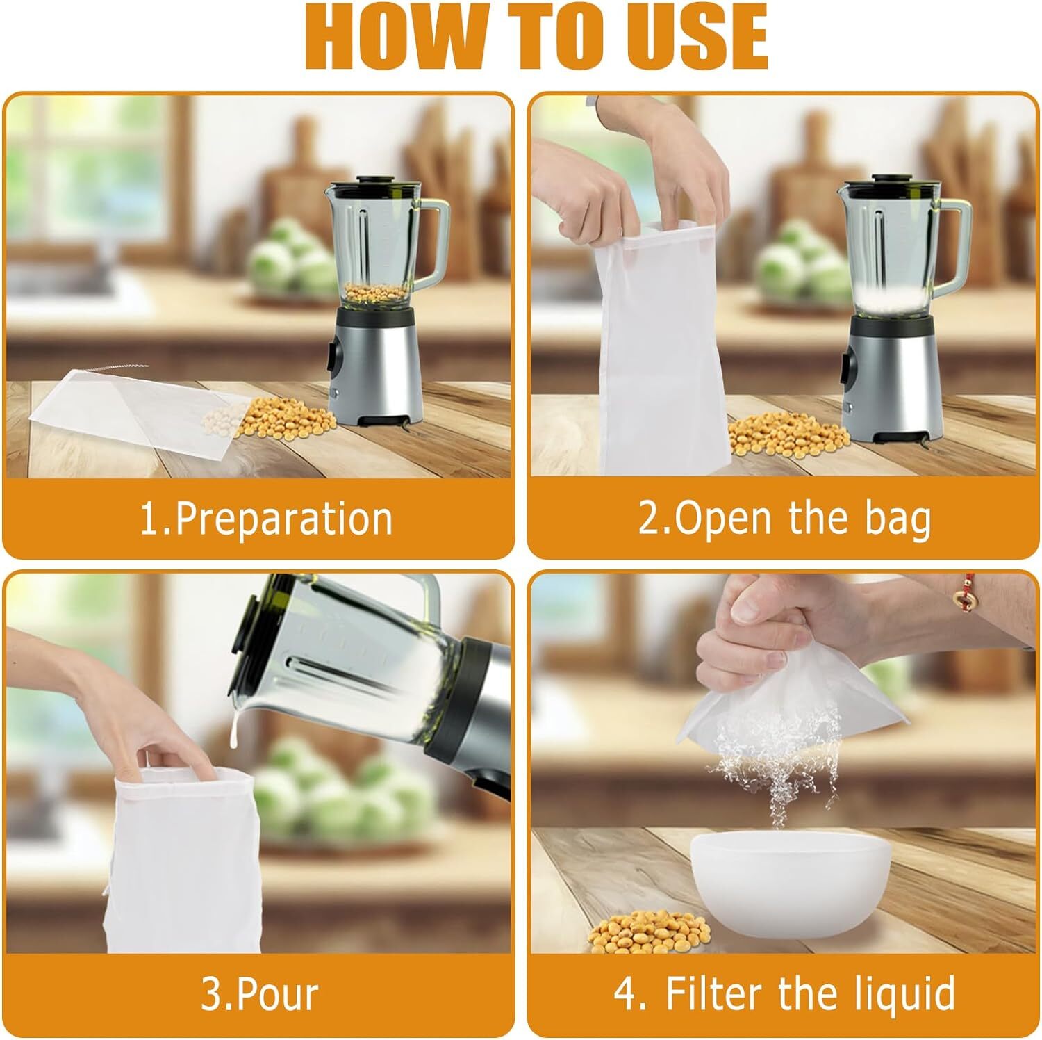 20× Organic Cotton Nut Milk Bag Reusable Food Strainer Brew Coffee Cheese Cloth