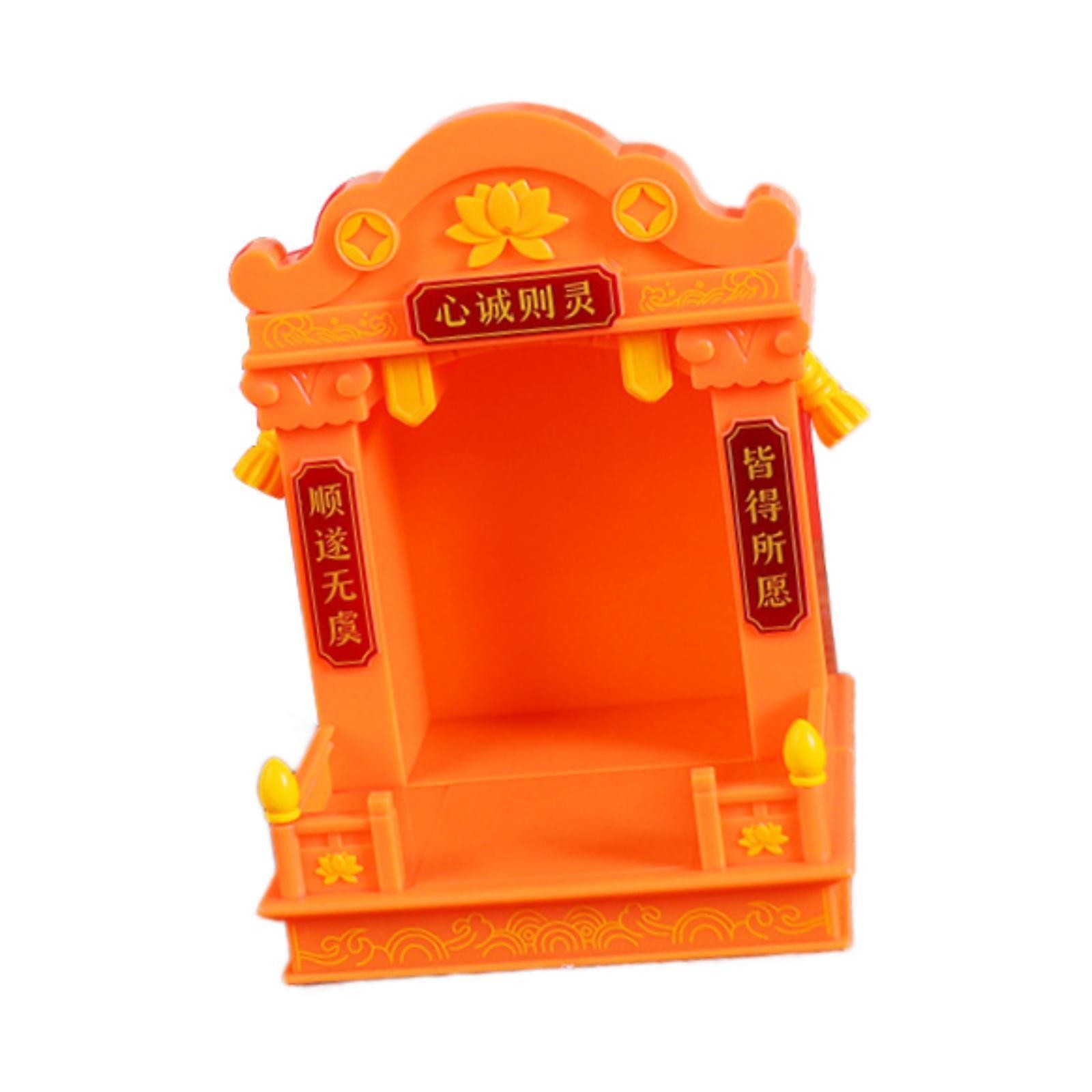 Shrine Altar Sculpture Easy to Clean Multifunctional Orange Gifts Buddha Shelf