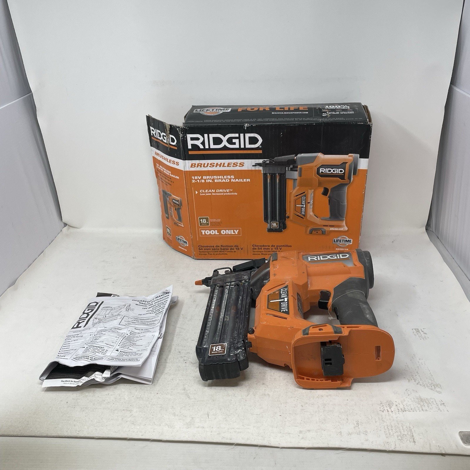 Ridgid 18V Volt Brad Nailer 18 Gauge Brushless 2-1/8” R09891B *Tool Only*