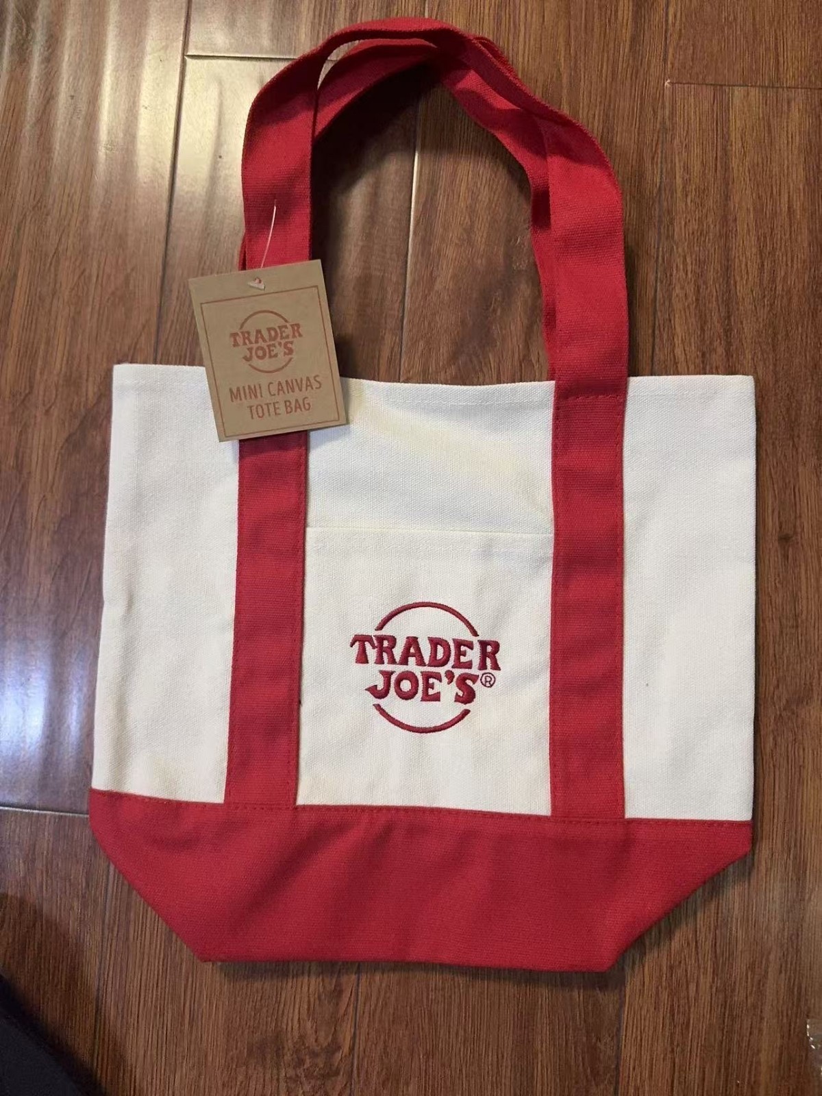 TRADER JOE’S MINI CANVAS BAG HEAVY COTTON REUSABLE SHOPPING BAG MINI RED