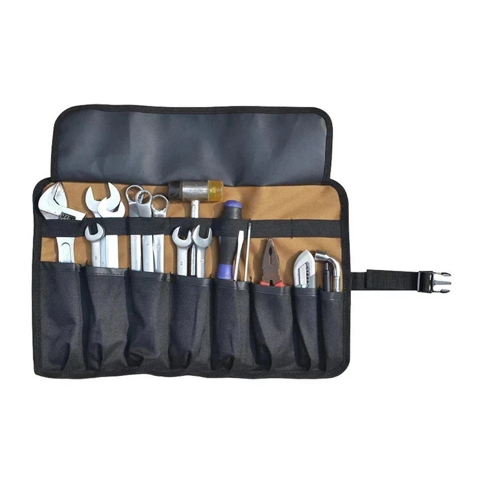 1pc Roll-Up Motorcycle Tool Bag – Pocket Oxford Cloth Organizer with Buckles