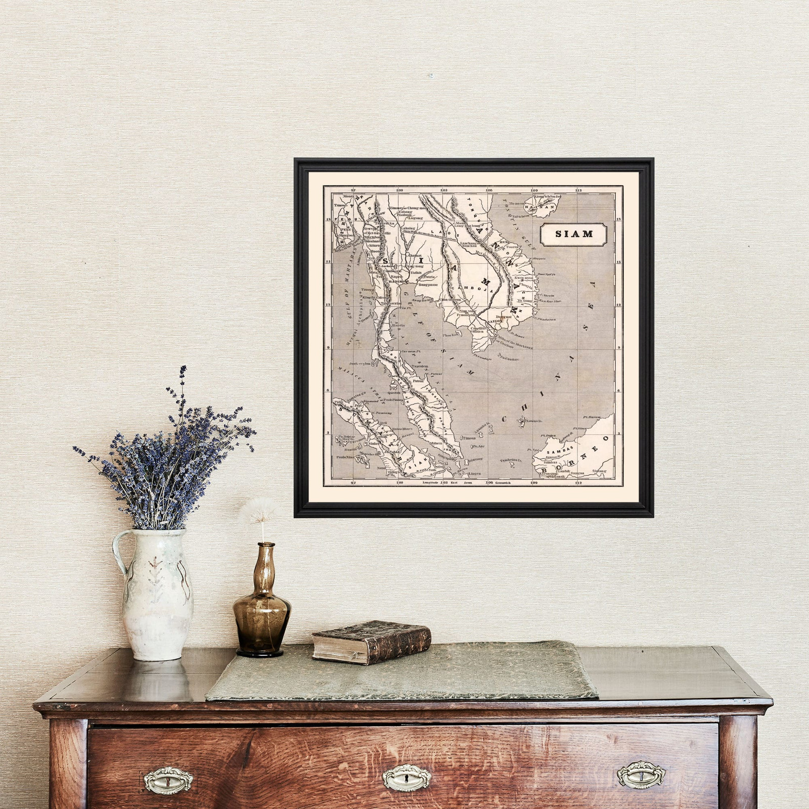 Old Map of Thailand 1848 – Vintage Thailand Art Wall Decor