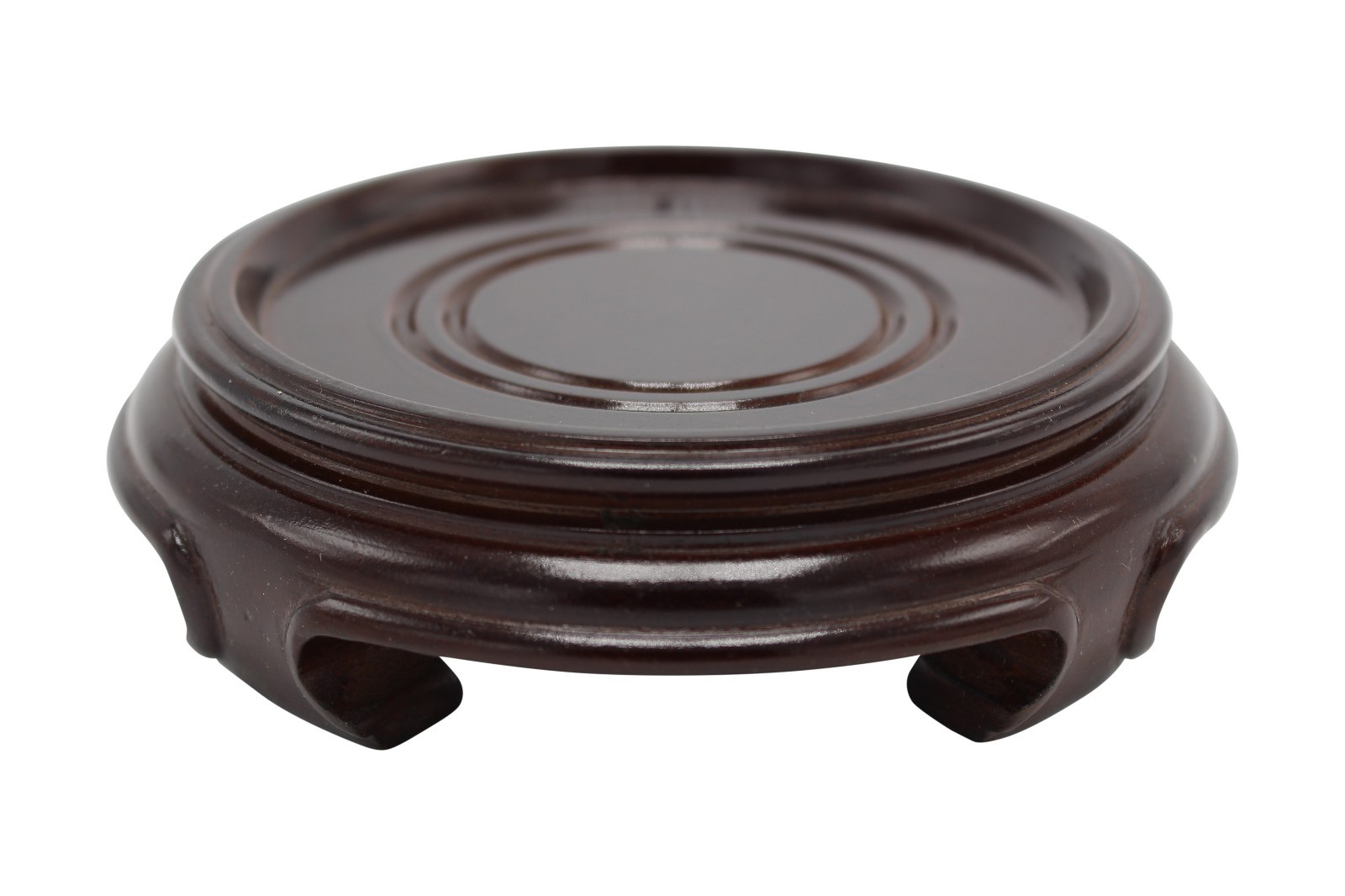 Chinese Round Wooden Stand Base Dark Brown Reddish 2″ to 8″