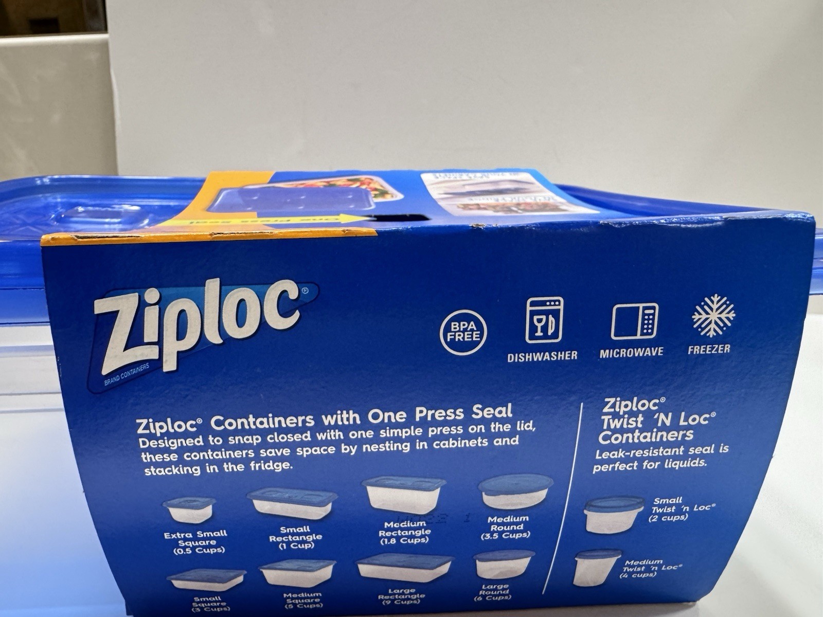 9 SETS Ziploc One Press Seal Large Rectangle/ Med Square/ Sm Square Containers