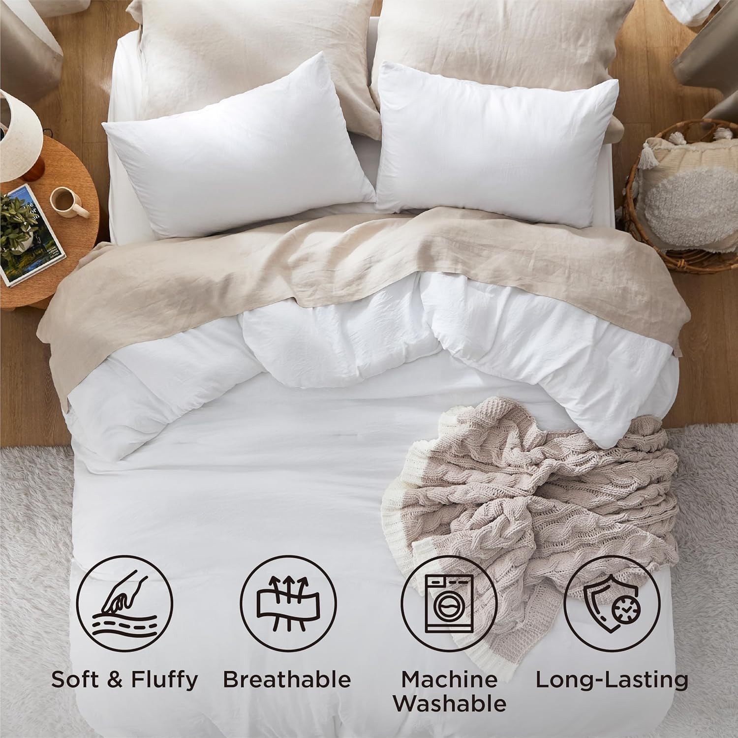 Queen/ King Size Ultra Soft 100% Cotton Down Comforter Reversible Duvet Insert