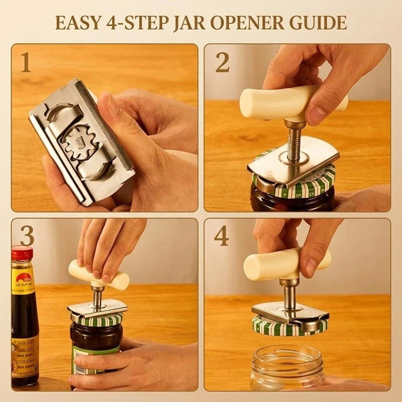 Jar Lid Bottle Opener Can Adjustable Remover Stainless Steel Twist Off Grip Easy