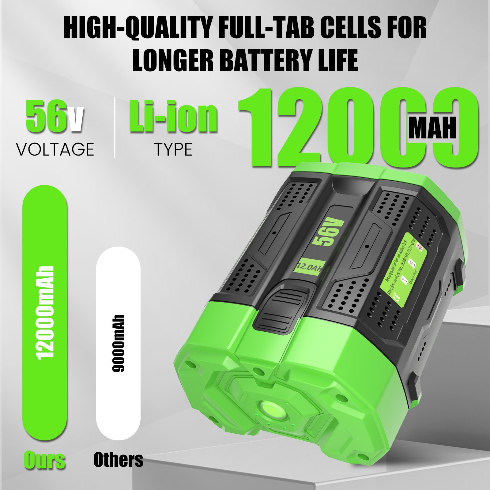56V 12.0Ah For Genuine EGO BA6720T Power + 56V 12Ah Lithium Battery Replace