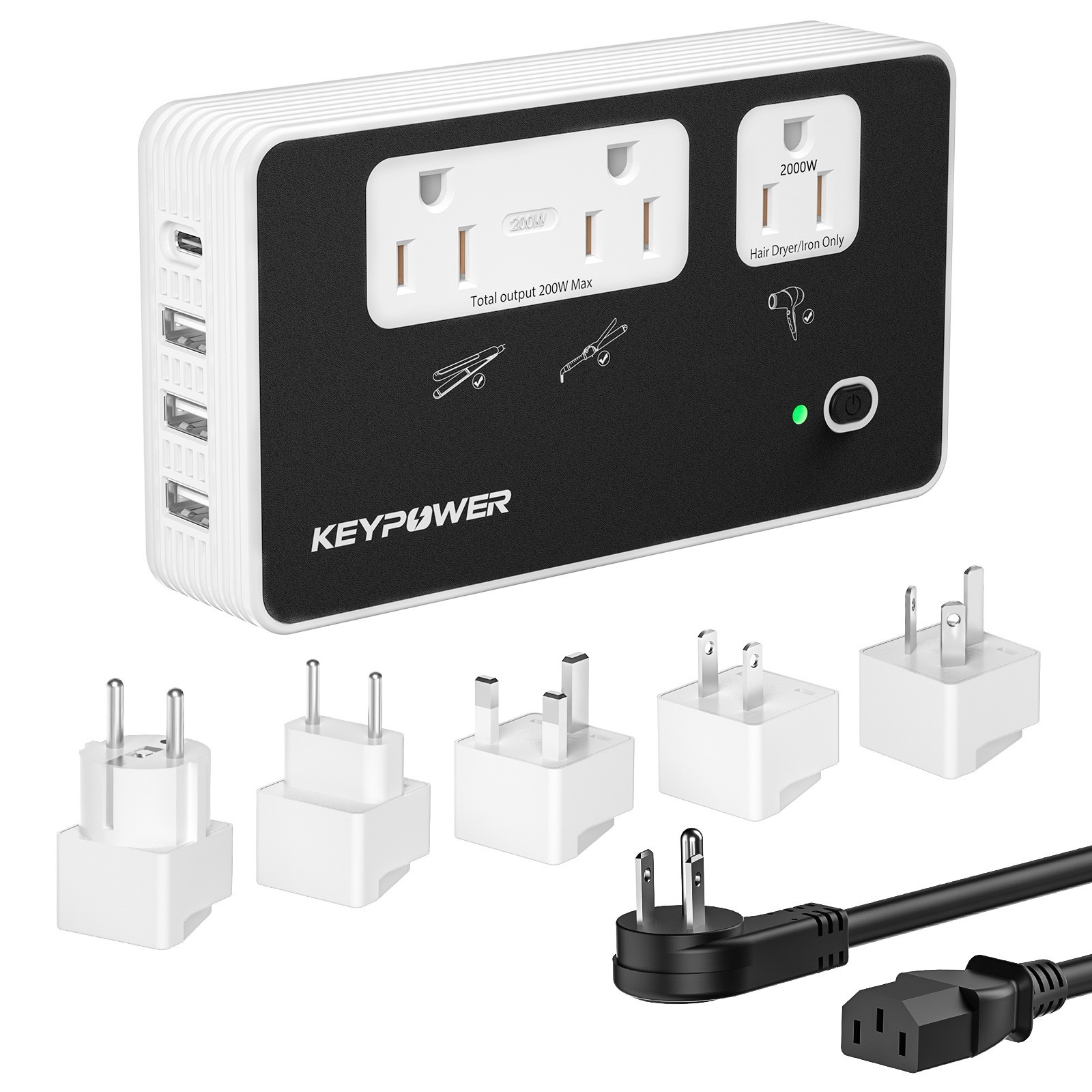 2000W Step Down Converter,220V to 110V International Universal Travel Adapter