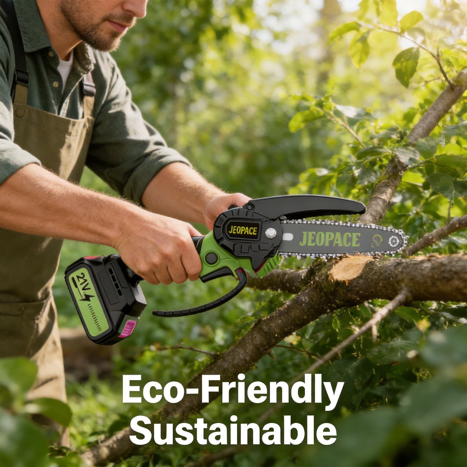Mini Chainsaw 6 Inch Portable Electric Chainsaw Cordless with 2 Chain, 2 Battery