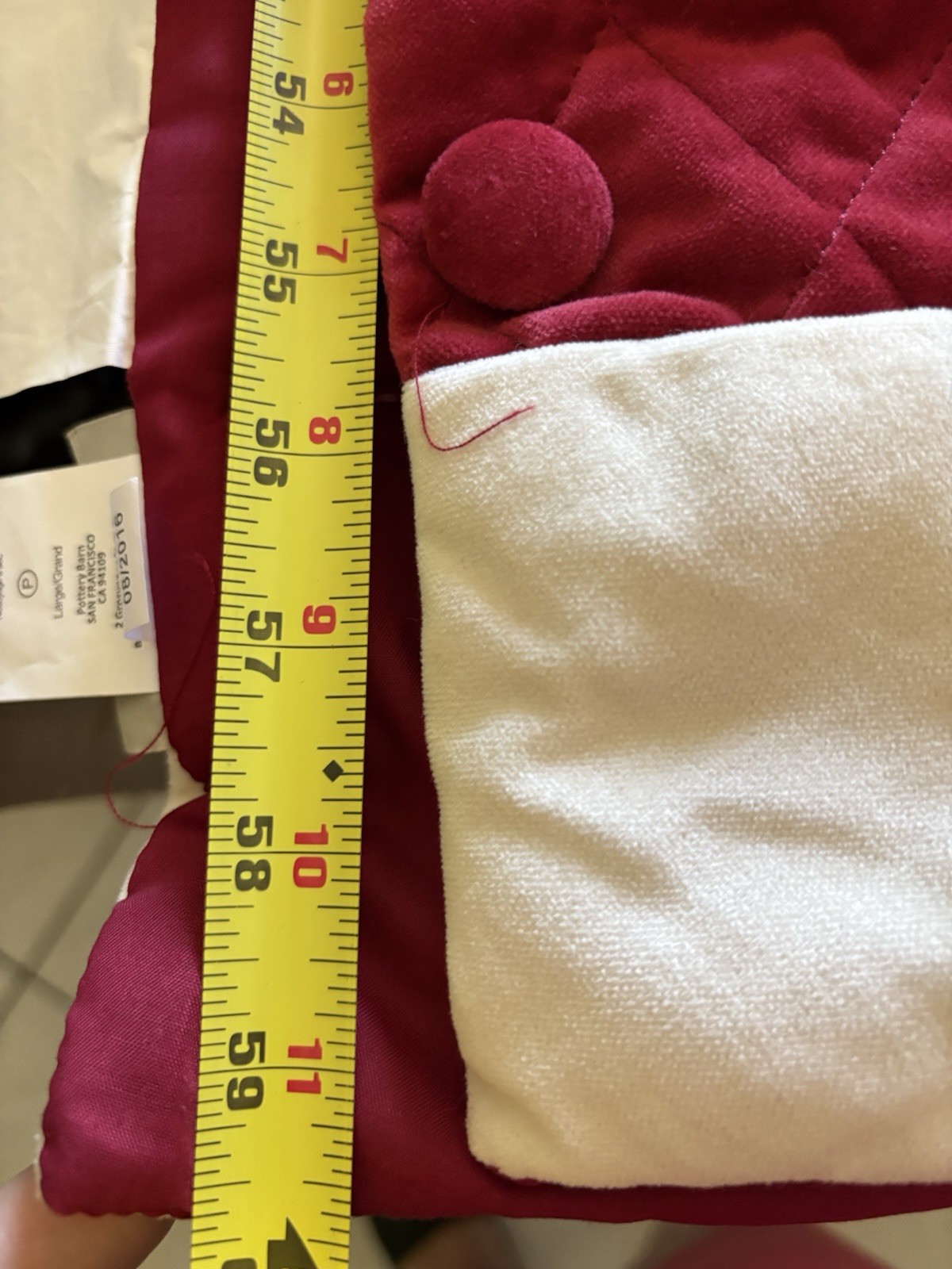 Pottery Barn Large 60 Inch Classic Tree Skirt Quilted Christmas Holiday Velvet