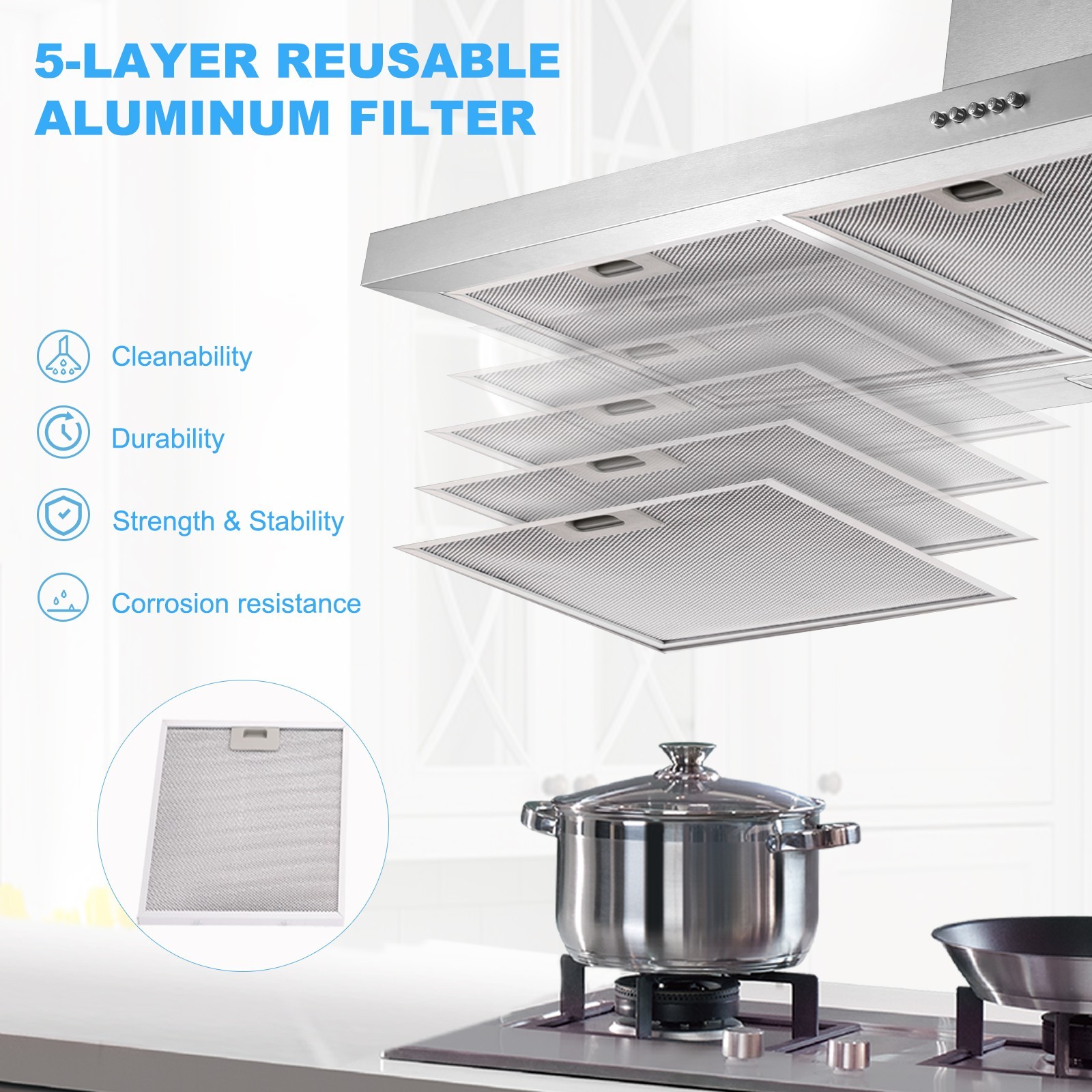 30 in Wall Mount Range Hood Stainless Steel 450CFM Convertible Kitchen Vent New