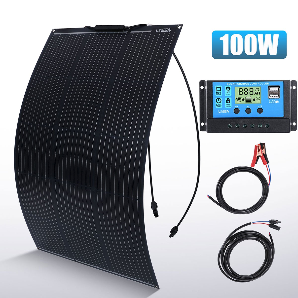 5000W Complete Solar Panel Kit with Controller & Inverter Home 110V Grid System