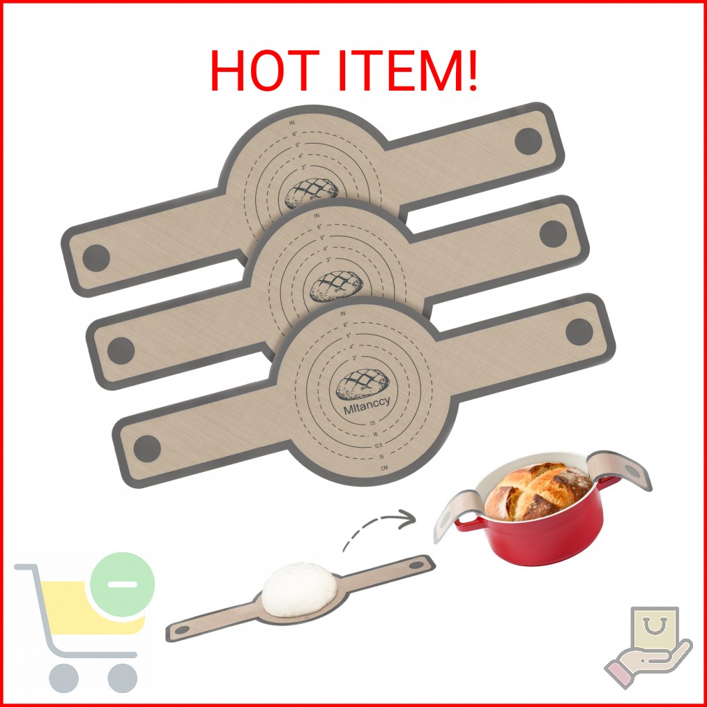 3 PCS Silicone Bread Sling for Dutch Oven Liners, Non Stick & Easy to Clean Sili