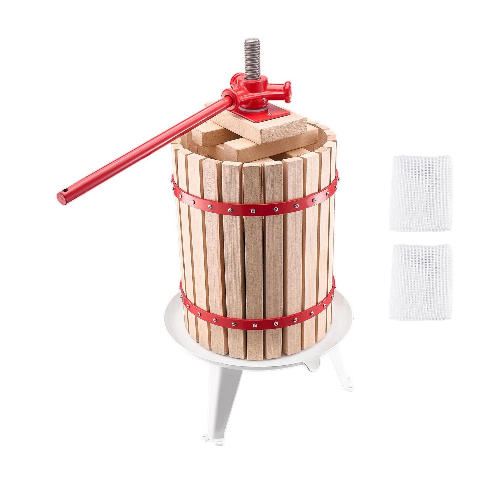 4.75 Gal Fruit Wine Press, Solid Wood Basket with 8 Blocks, Manual Juice Maker
