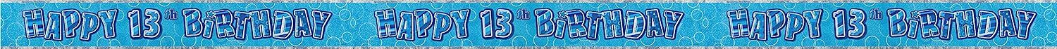 12ft Blue Glitz Foil Aged Birthday Banner Party Decoration