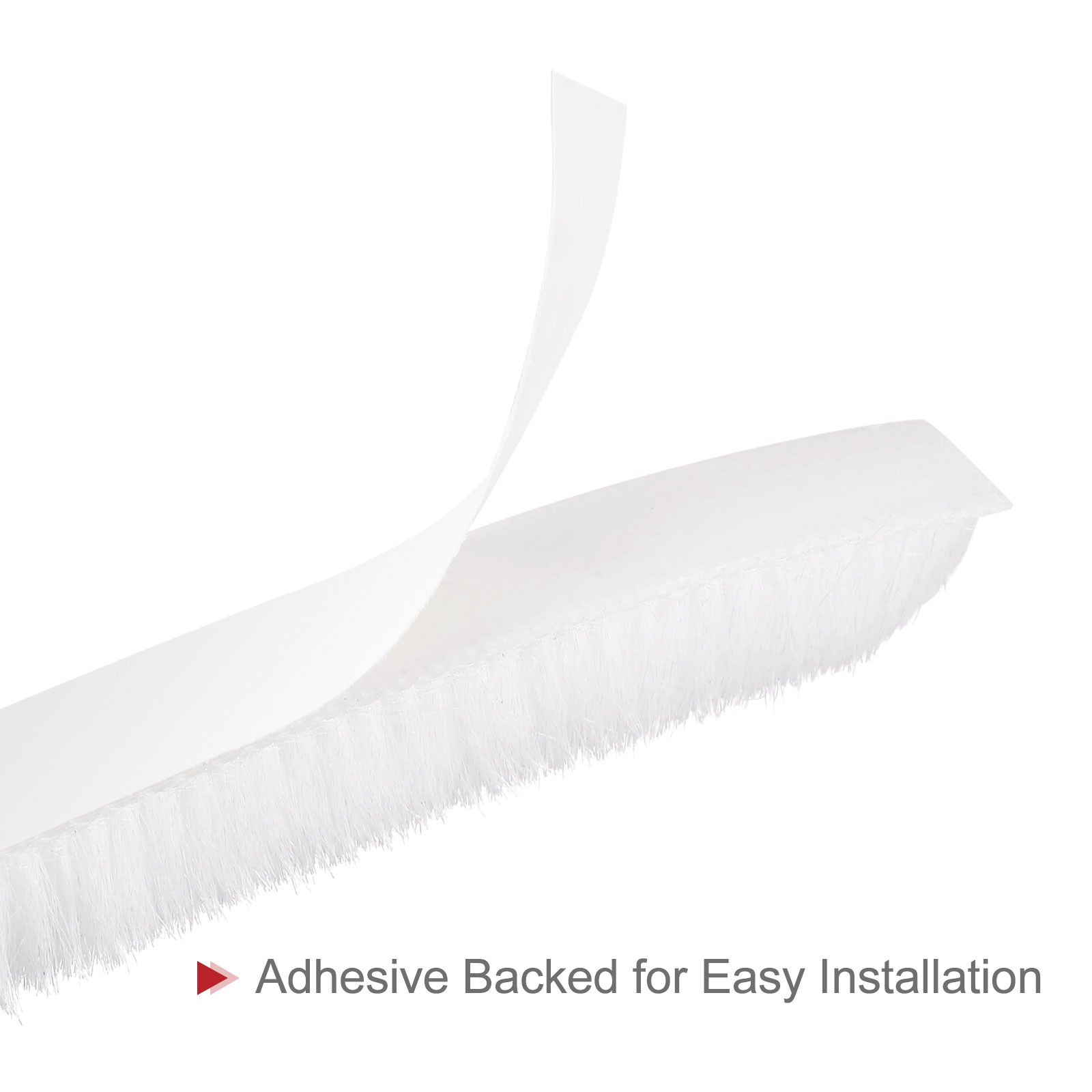 40ft L x 0.35″ W x 0.35″ H Self-Adhesive Seal Weatherstrip Sweep Brush White