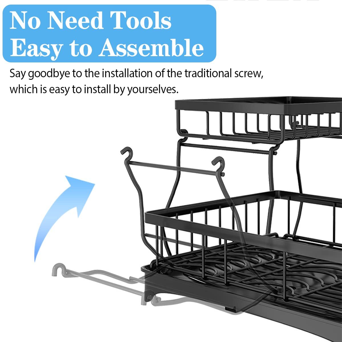 2 Tier Over Sink Dish Drying Rack Stainless Steel Kitchen Dish Drainer organizer