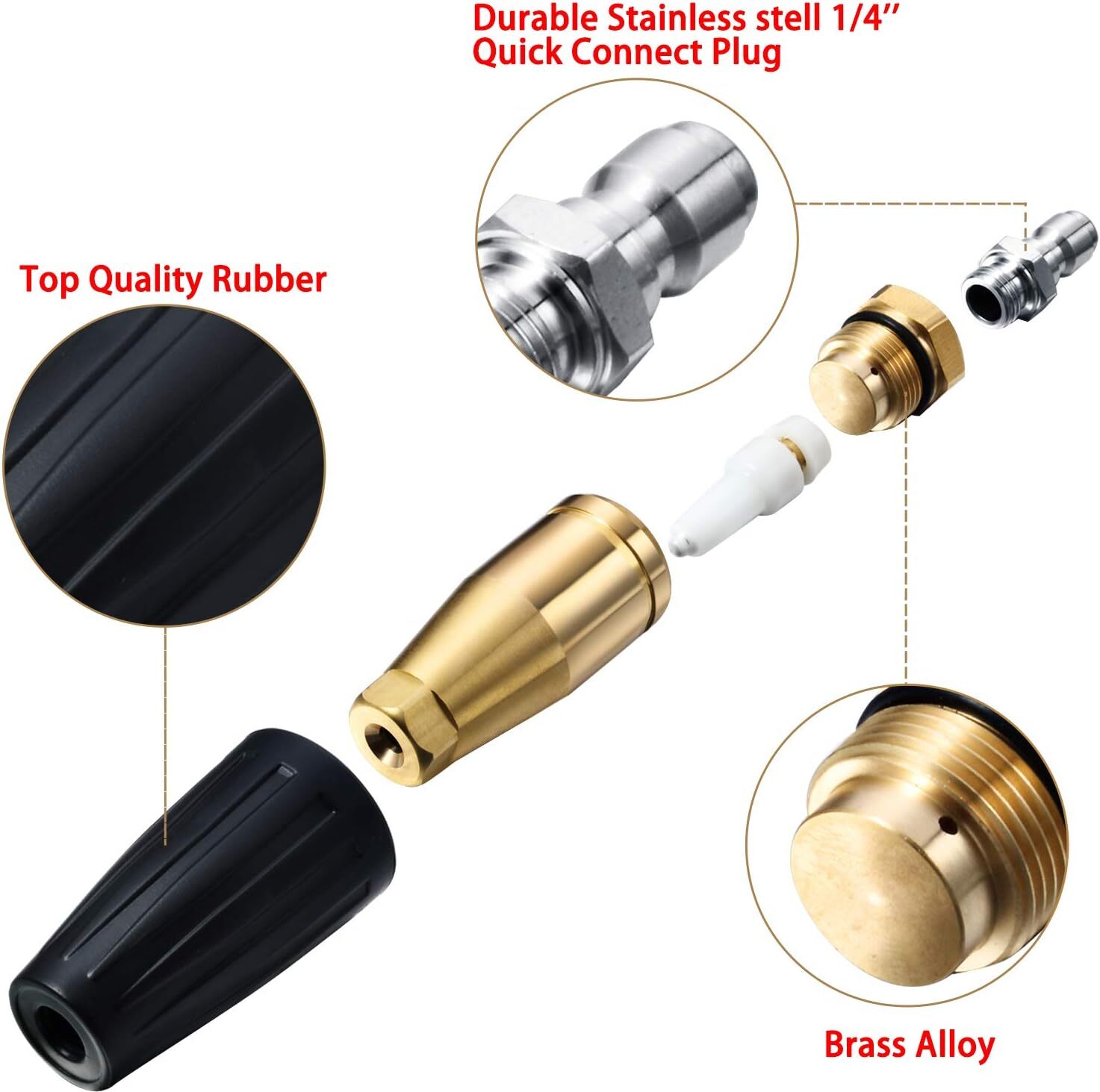 4.0GPM High Pressure Washer Rotating Turbo Nozzle Spray Tip 4000PSI 1/4″ Quick