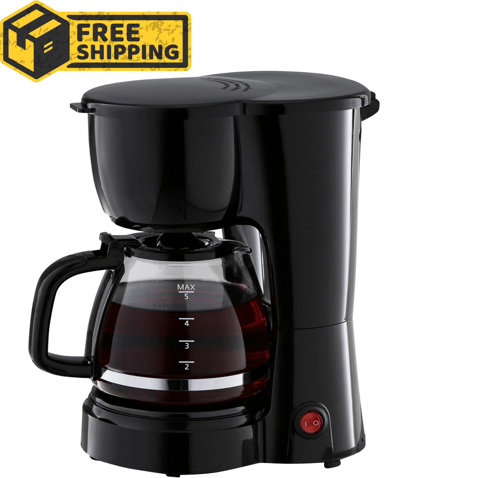 Mainstays 5 Cup Black Drip Coffee Maker Glass Compact Auto Shut Off Keep Warm