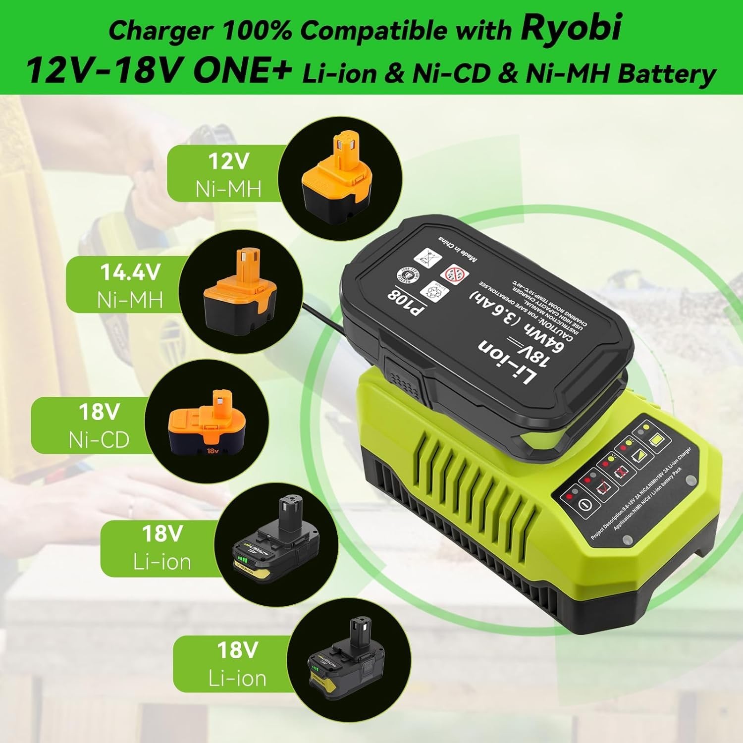 8.0Ah 18Volt For RYOBI P108 18V For One+ Plus High Capacity Lithium Ion Battery