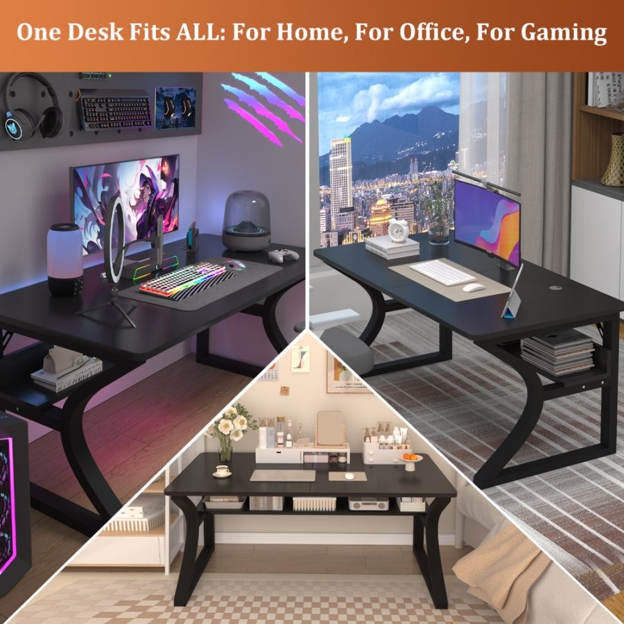 55 Inch Computer Desk Home Office Desk Study Executive Desk for Writing Work