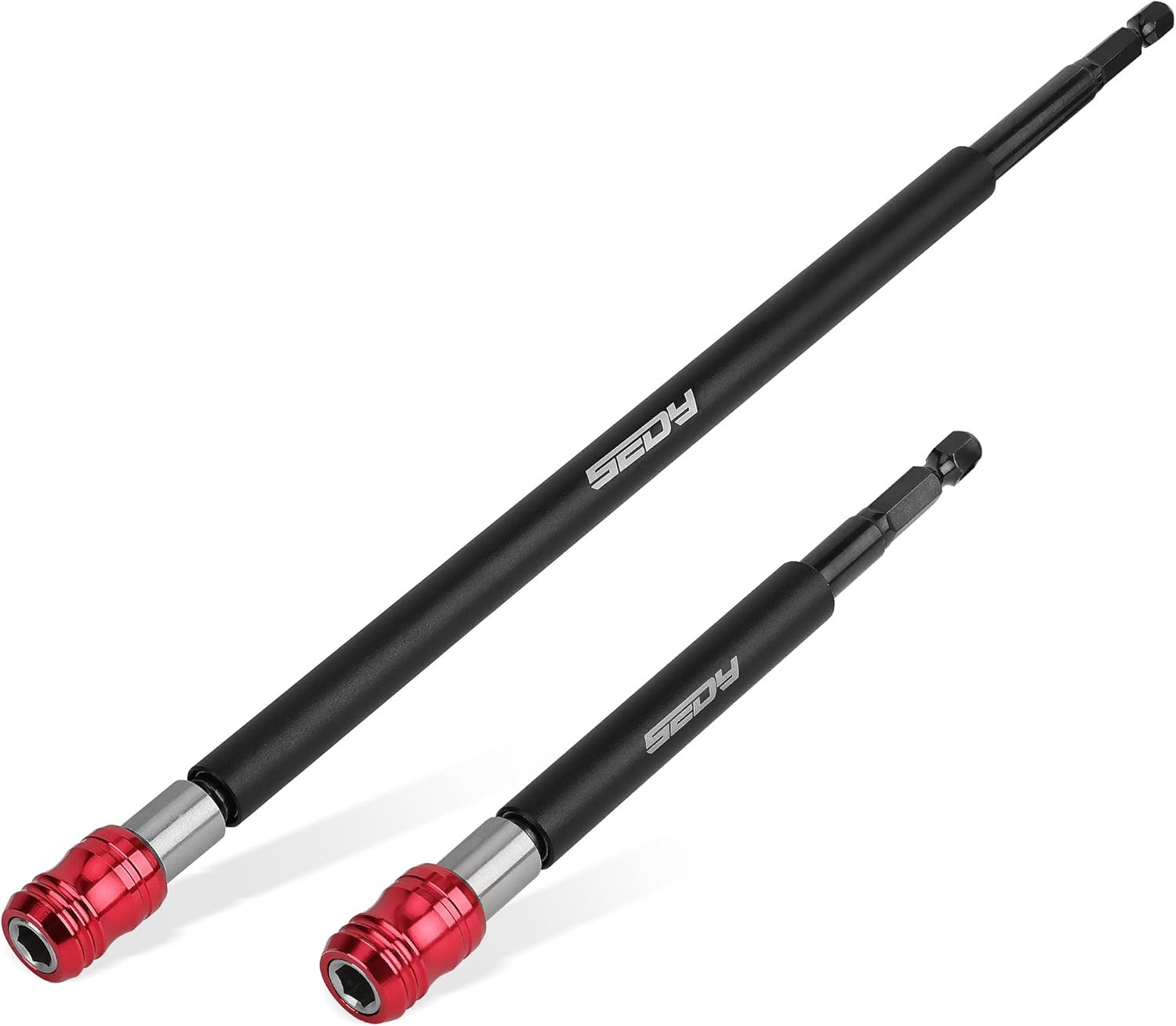 Magnetic Screwdriver Bit Holder Set: 2-Piece 1/4 Inch Hex Shank Quick Release Ex