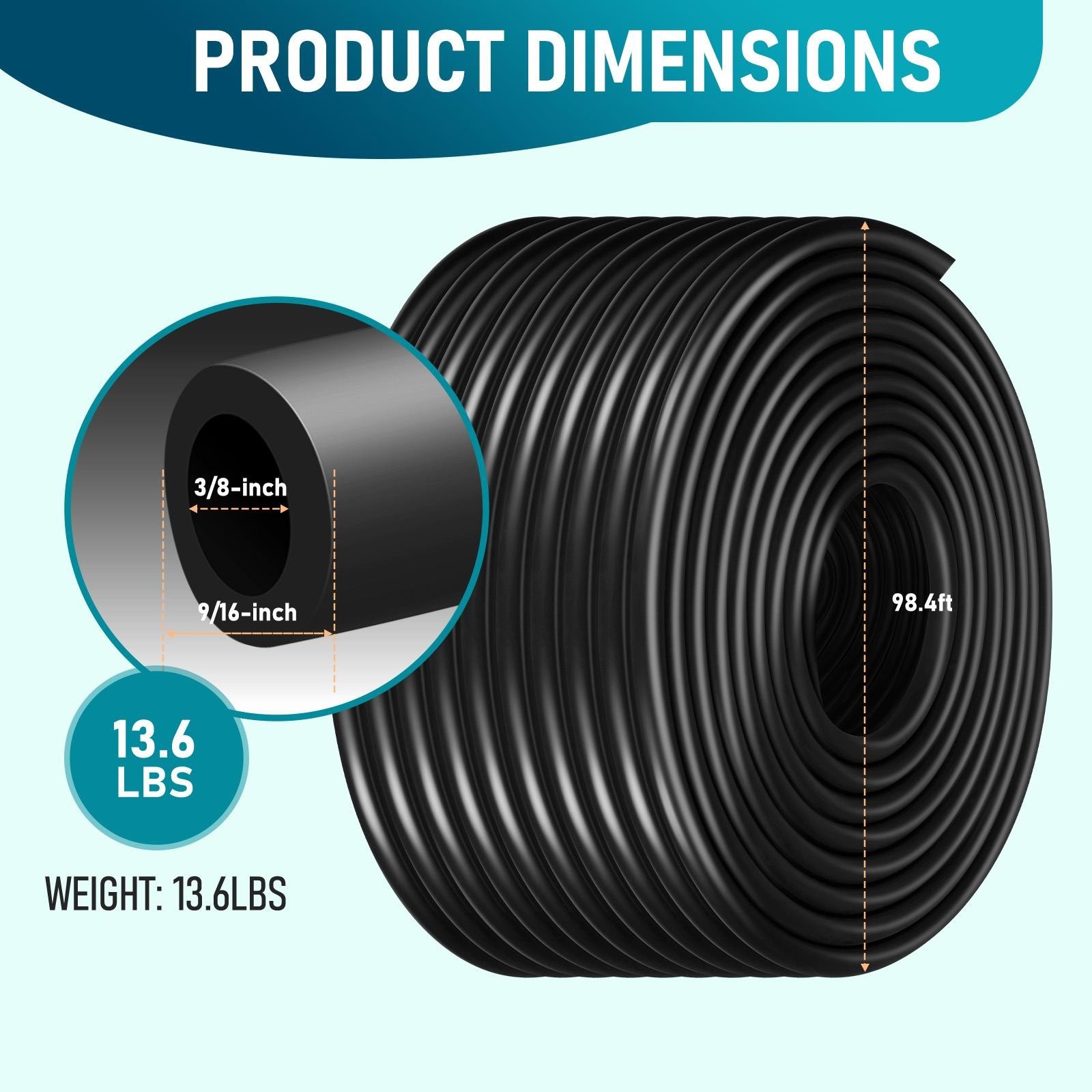 100ft PVC Self Sinking Self-Weighted Pond Air Hose Aerator Tubing 3/8″ for Lake