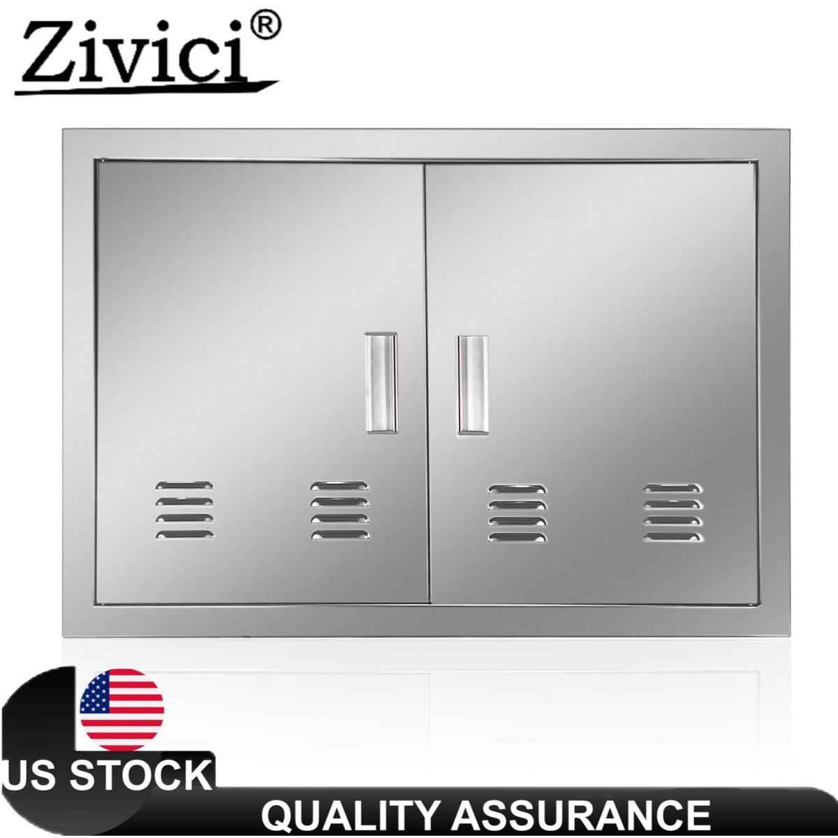30″W x 21″H Double BBQ Access Doors w/ Vents Stainless Steel for Outdoor Kitchen