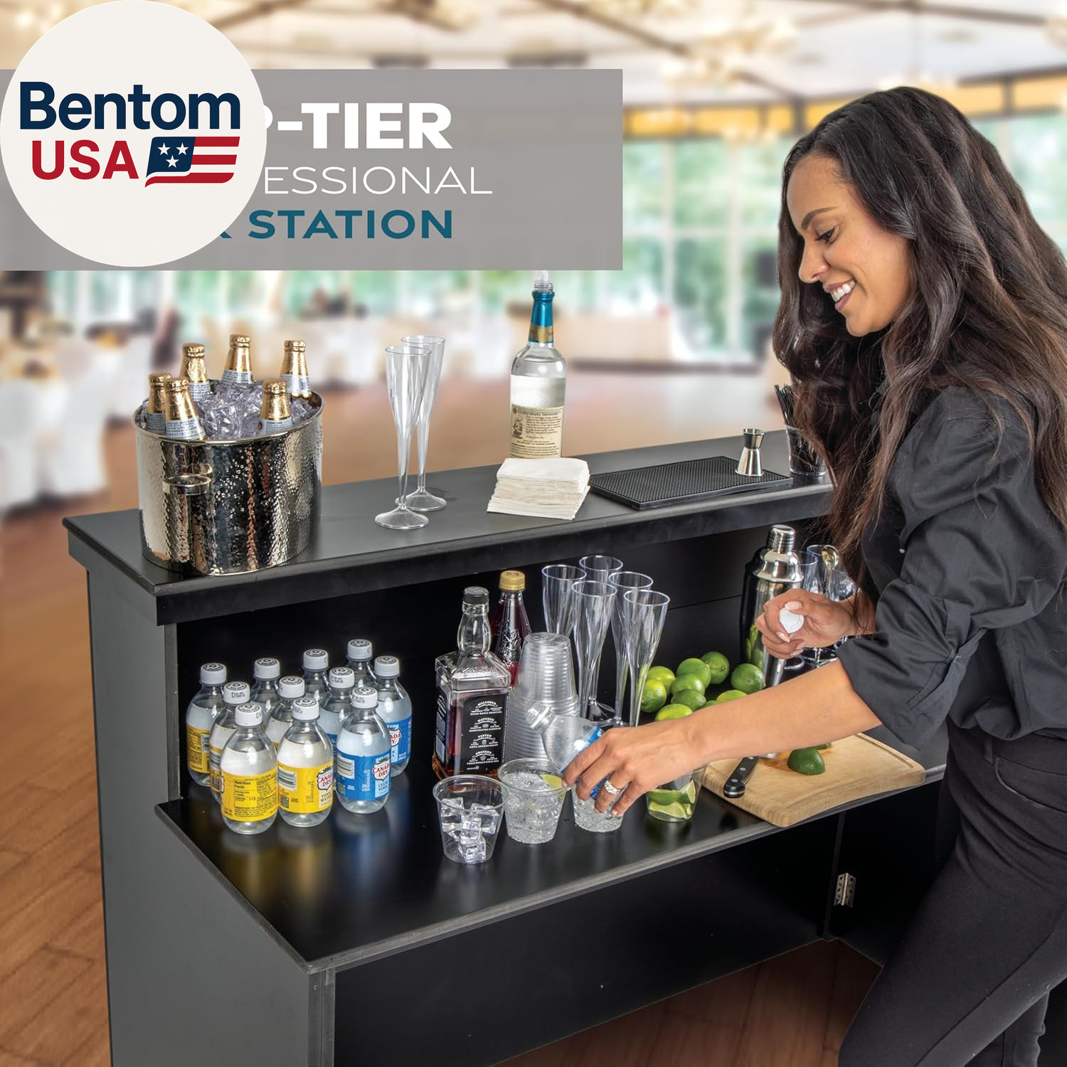 Elite Portable Bar Table for Events – Foldable Commercial Grade Wood – Pop up Mo