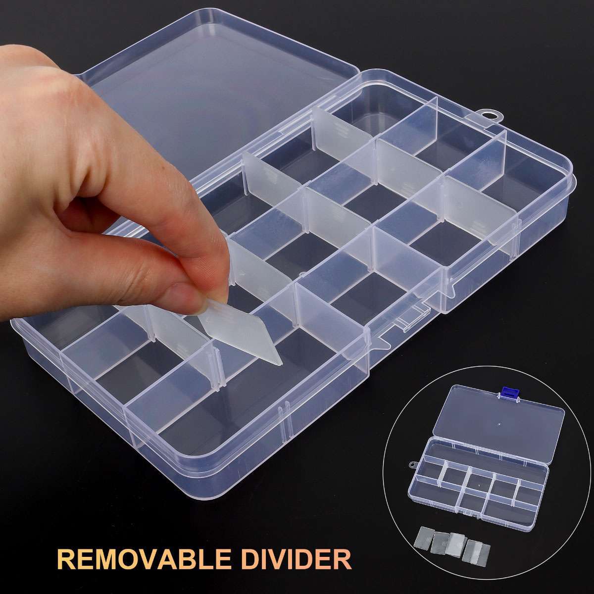 Clear Jewelry Box Plastic Bead Storage Container Adjustable Earrings Organizer