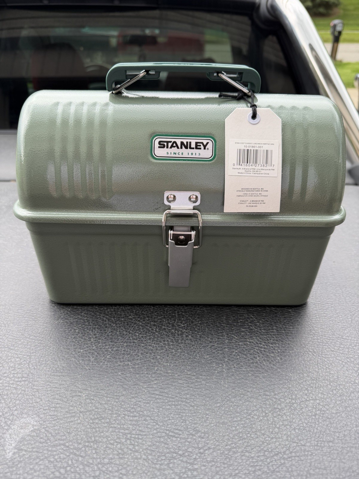 Classic Lunch Box Vintage Metal Durable Meal Container 5.5 qt Hammer Tone Green