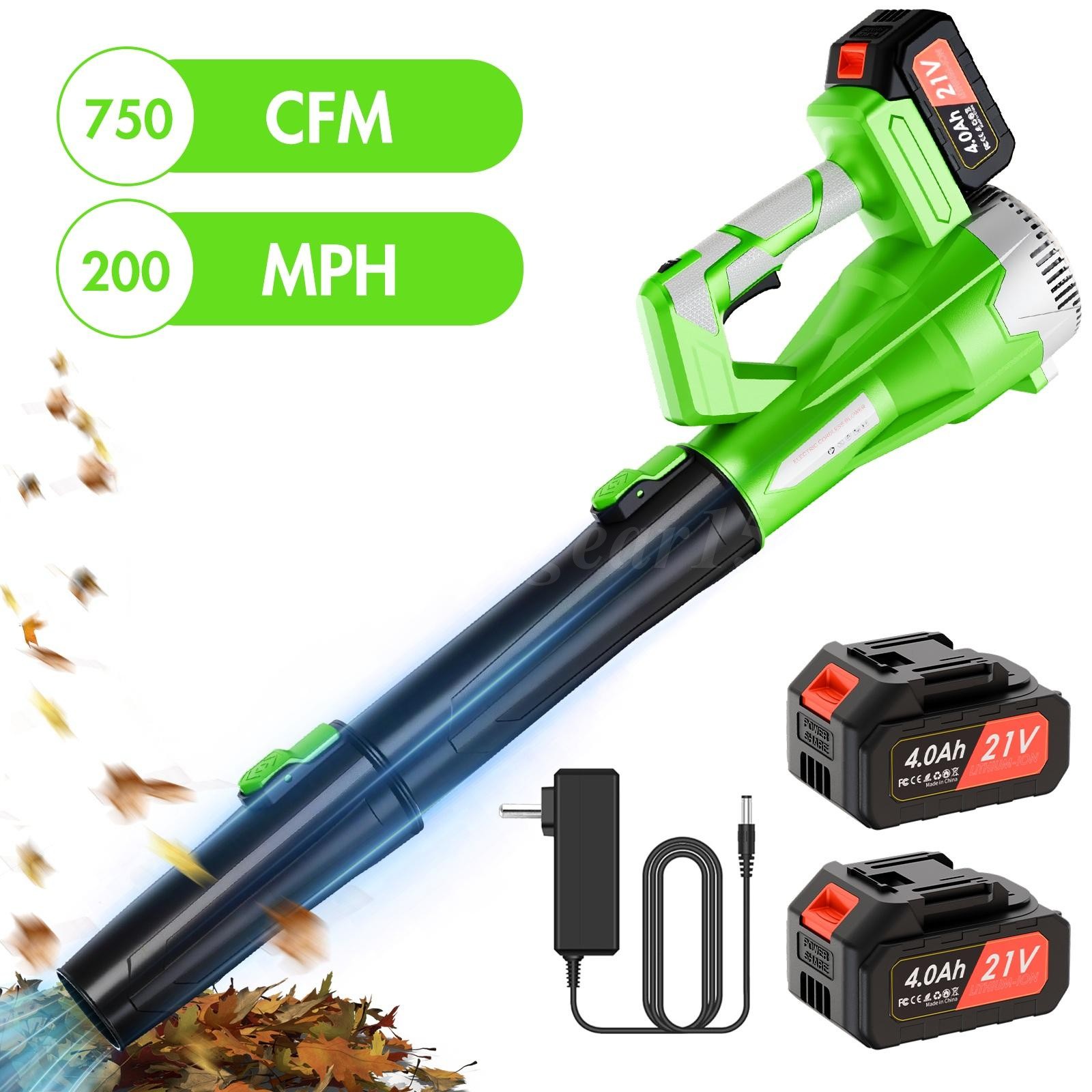 Cordless Leaf Blower 650CFM/150MPH & 6 Speed Levels Electric w/2 Batteries 4.0Ah
