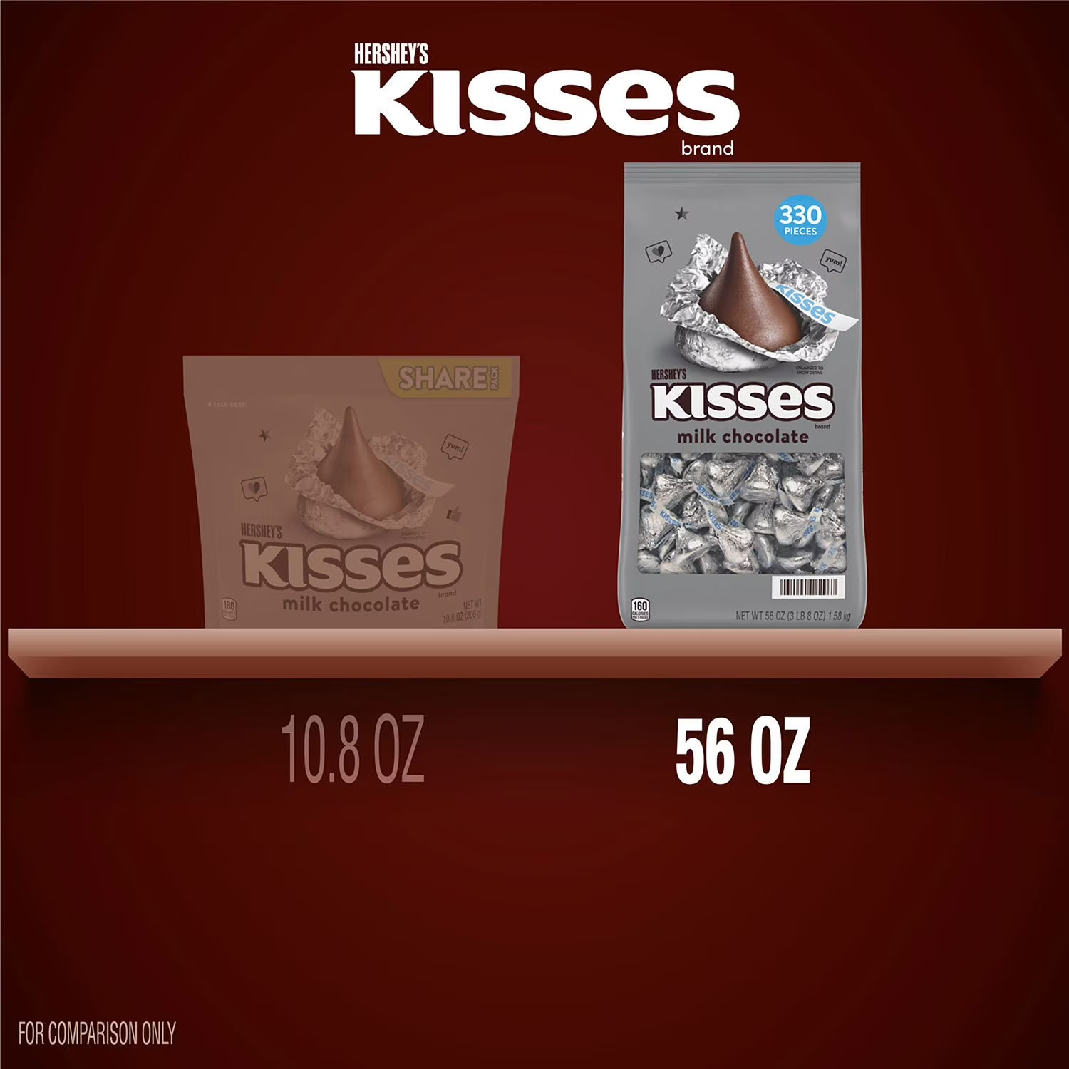 HERSHEY’S MILK CHOCOLATE KISSES candy, 56 oz, 3.5 Lbs, 330 Pieces