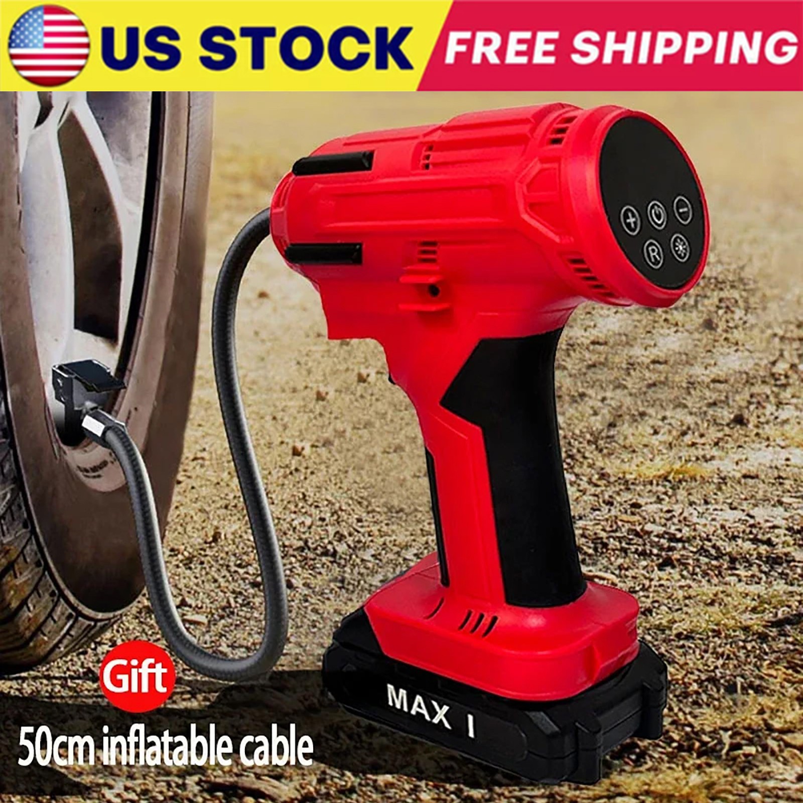 21V 150PSI Cordless Rechargeable Battery Air Compressor Pump Car Tire Inflator