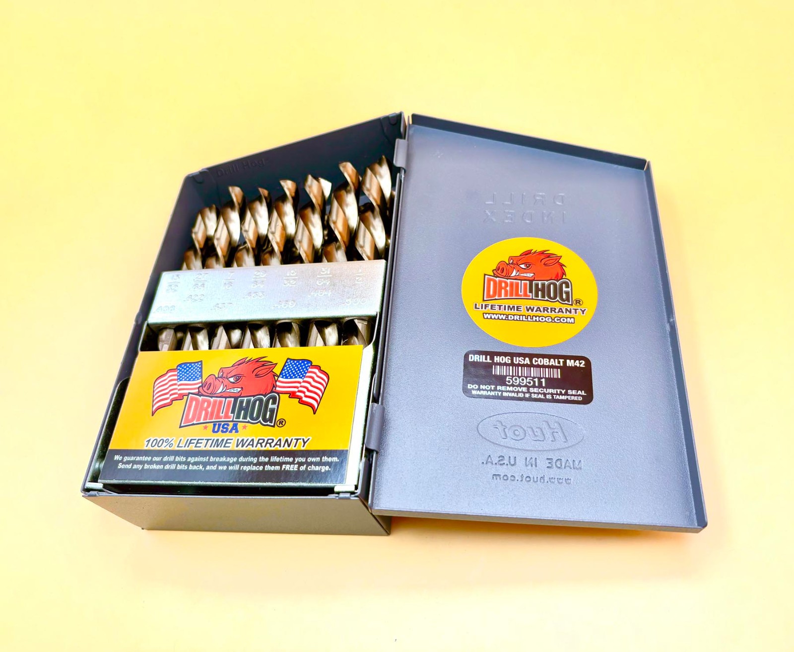 29 Pc Cobalt Left Hand Drill Bit Set 29 Cobalt Bits Drill Hog® Lifetime Warranty